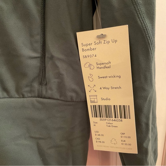 Sweaty Betty Super Soft Zip Up Bomber - NWT - Medium - Trek Green - Picture 6 of 13